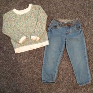 Flower shirt & matching jeans with belt